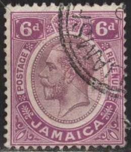 Jamaica 102 (used) 6p George V, red vio & dull vio (1921)