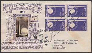 USA 1939 CROSBY photo FDC to New Zealand - World's Fair backstamped........55348