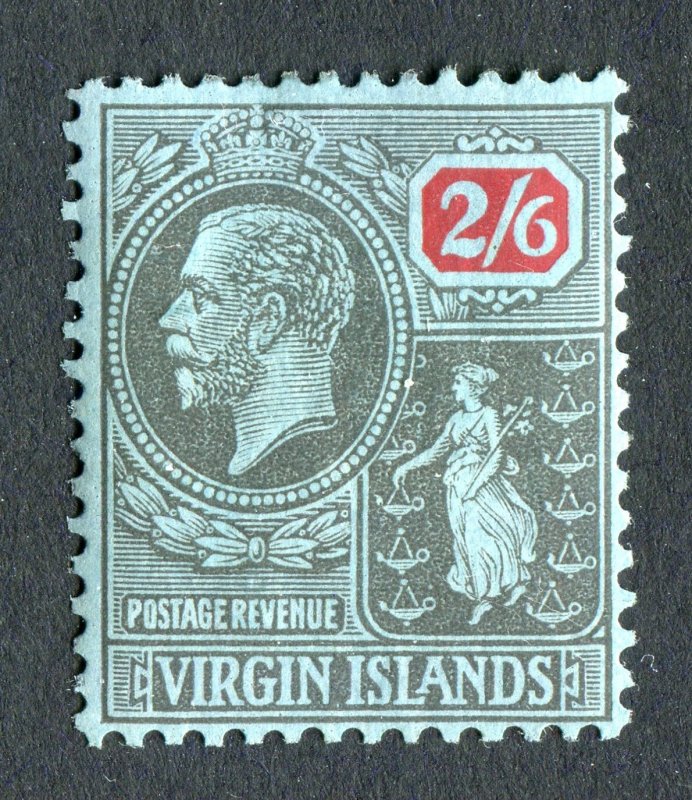 British Virgin Islands 1922 KGV. 2/6d black & red/blue. MSCA MLH. SG100.