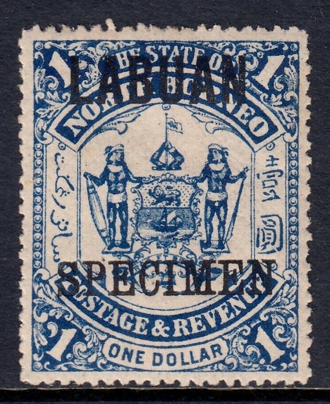 LABUAN — SCOTT 65s (SG 82s) — 1896 $1 SURCHARGE SPECIMEN — MH — SG £30