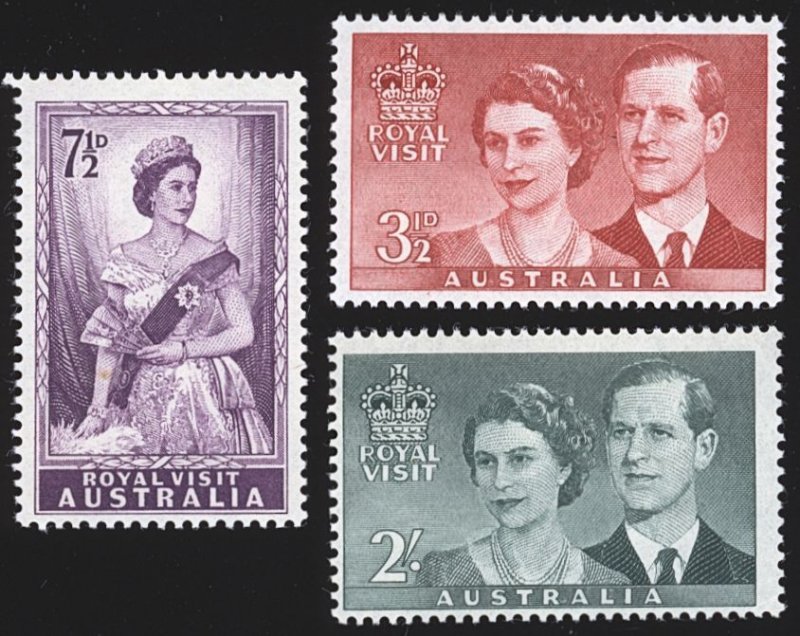 AUSTRALIA Sc 267-9 VF/NH 1954 Royal Visit - Well centered & Post Office Fresh!