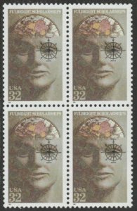 1996 Fulbright Scholarship Block Of 4 32c Postage Stamps, Sc# 3065, MNH, OG