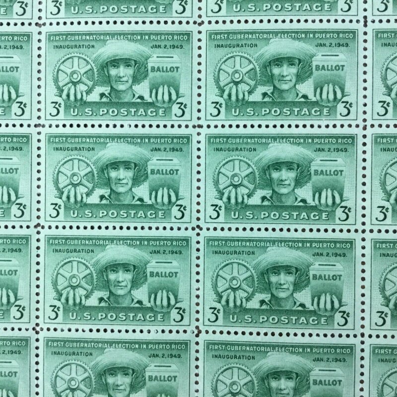 983   Puerto Rico Election  MNH 3 cent sheet of 50    Issued in 1949