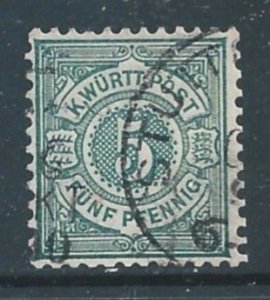 Wurttemberg #59a Used 5pf Numeral Type - Blue Green