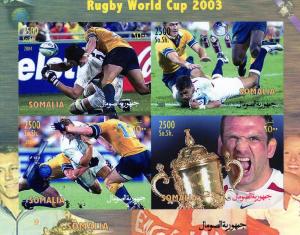 SOMALIA 2004 SPACE SATELLITE Rugby World Cup 2003 Sheet (4) Imperforated mnh.vf