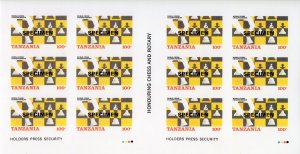 TANZANIA 1986 Sc#304/305 CHESS-ROTARY SPECIMEN 2 MINI-SHEETLETS IMPERFORATED MNH