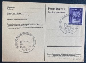 1942 Lemberg General Government Germany Postcard first Day Cover FDC