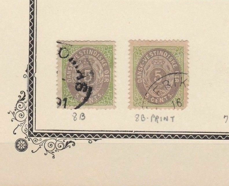 DANISH WEST INDIES 1873 5c VARIENTS  USED STAMPS   REF 5751 