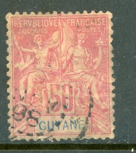 Guiana 1892 French Colony Guyane 50¢ Scott #46 VFU I520