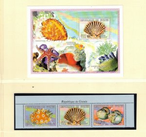 GUINEA - STRIP+S/S NH ISSUE OF 1999 - SEA SHELLS - (WG08)