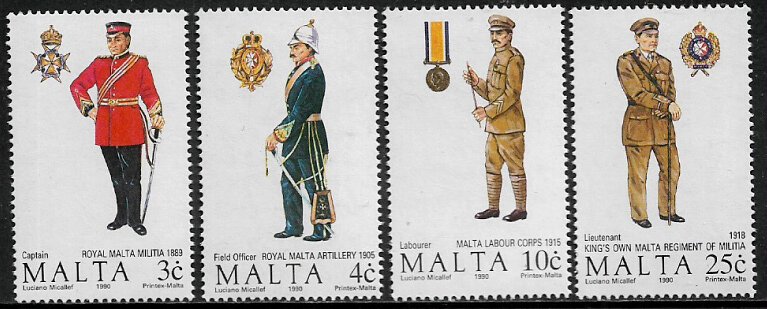 Malta #764-7 MNH Set - Military Uniforms