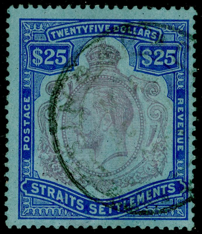 MALAYSIA - Straits Settlements SG240b, $25 purple & blue/blue FINE used Cat £200