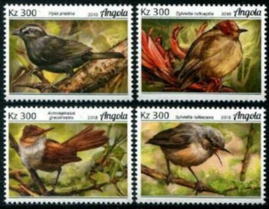 HERRICKSTAMP NEW ISSUES ANGOLA Sc.# 1480-83 Barbets Birds