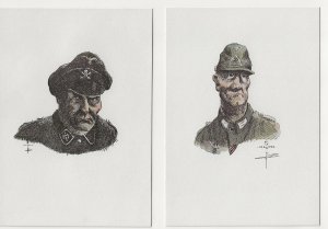 WWII German caricature cards - artist DeBarre -set 12 VF MInt