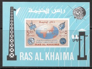 RAS AL KHAIMA 1966 ITU Imperforate Souvenir Sheet Mi.BLK7B MNH