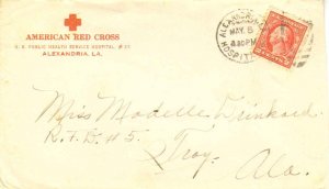 United States Louisiana Hospital Br. Alexandria 1921 numeral duplex  DPO  Red...