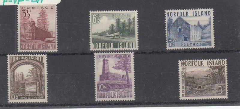 NORFOLK ISLAND (MM232) # 13-18 VF-MLH  VARp,sh  1953 LANDMARK DESIGNS CV $40