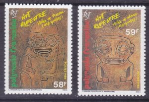 French Polynesia 436-37 MNH OG 1986 Tiki Rock Carvings Set VF