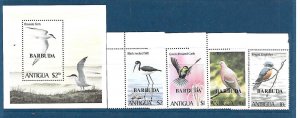 BARBUDA Sc 464-8 NH ISSUE OF 1980 - BIRDS - OVERPRINT ON ANTIGUA SET