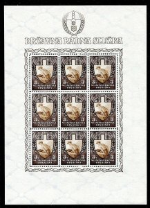 NDH CROATIA GERMAN PUPPET STATE B25-B27 LABOUR SERVICE PERFECT MNH SET OF SHEETS