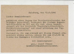 Germany 1946 Duisburg Cancels Allied Occupation Stamp Card to Buckeburg Ref25849