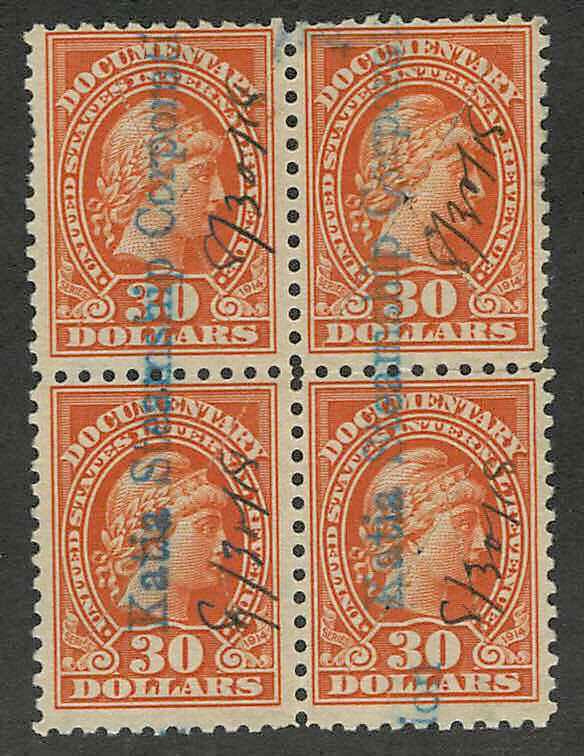 R222 Used F CC Block of 4 Steamship cancel