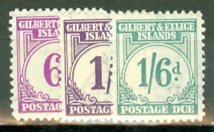 QJ: Gilbert & Ellice Islands J1-8 mint CV $103.75; scan shows only a few