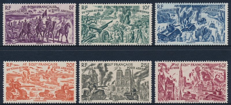 French Equatorial Africa 1946 Airmail From Chad to Rhine Set of 6 SG229-234 MH