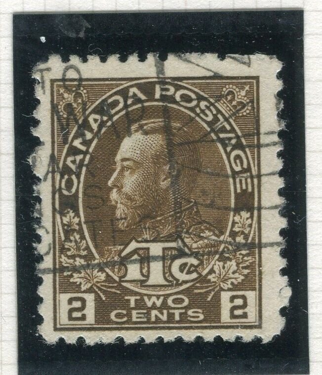 CANADA; 1916 early GV War Tax issue Die II Brown used Shade of 2c. value