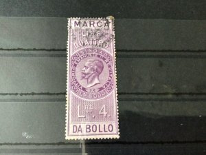 Italy vintage Revenue Stamp on stock card Ref  56837