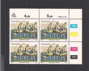 SOUTH AFRICA - TRANSKEI SC# 144  CONTROL BK/4  #768-71   FVF/MNH 1984