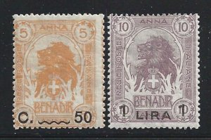 1906-07 SOMALIA, Leoni Sorastampati in Italian Coin, No. 15/16 - MNH**