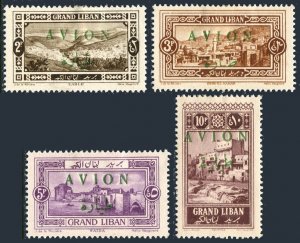 Lebanon C9-C12, hinged. Michel 71-74. Air Post 1925. AVION overprinted in green.