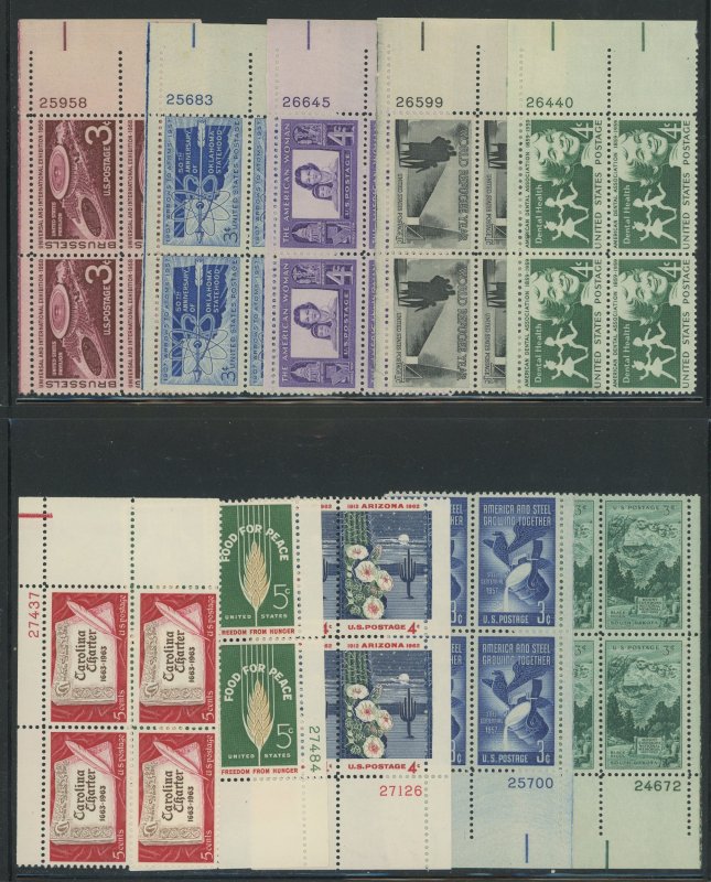 USA 40 Different Mint Plate Blocks - Mostly never hinged