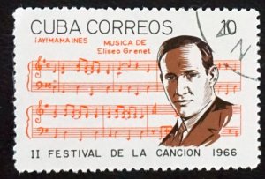 CUBA Sc# 1161 SONG FESTIVAL music composers  10c  ELISEO GRENET 1966  used cto