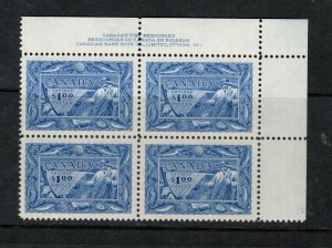 Canada #302 Mint Never Hinged Superb Plate #1 UR Block