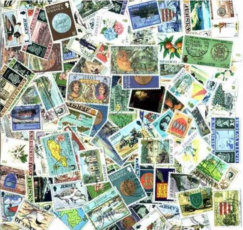 Channel Islands Stamp Collection 100 Different Stamps Worldwide