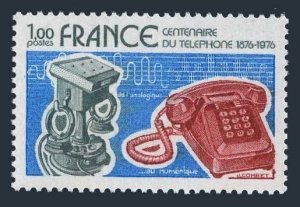 France 1500 two stamps, MNH. Telephone call by Alexander Graham Bell, 1976.