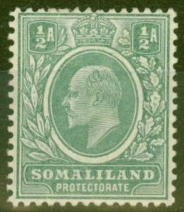 Somaliland 1909 1/2 A bleuté vert sg58 fin & Frais MTD excellent état