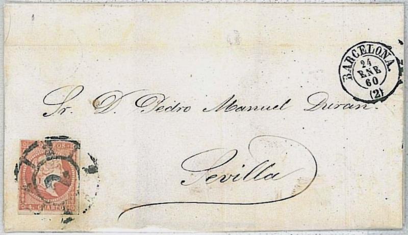 SPAIN España POSTAL HISTORY COVER sobre: EDIFIL 48 - ultimos dias validez postal