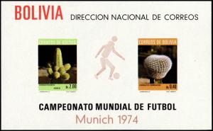 ✔️ BOLIVIA 1973 - SPORTS SOCCER 1974 MUNICH - MI. BLOCK 37 ** MNH OG [301BO02]