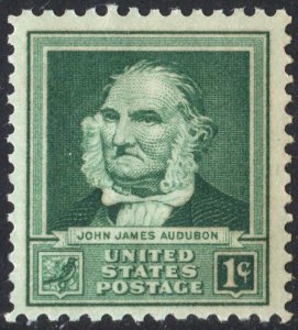 SC#874 1¢ Famous Americans: John James Audubon Single (1940) MNH