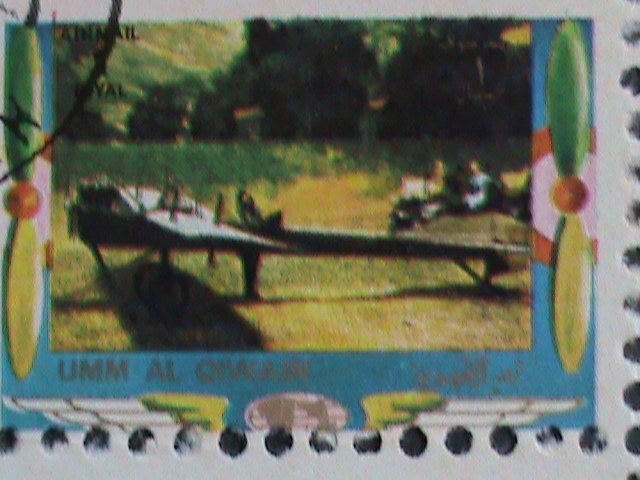 ​UMM AL QIWAIN-1973 WORLD FAMOUS OLD AND NEW PLANES CTO MINI SHEET VERY FINE