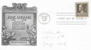 1940 FDC, #878, 10c Jane Addams, Historic Art