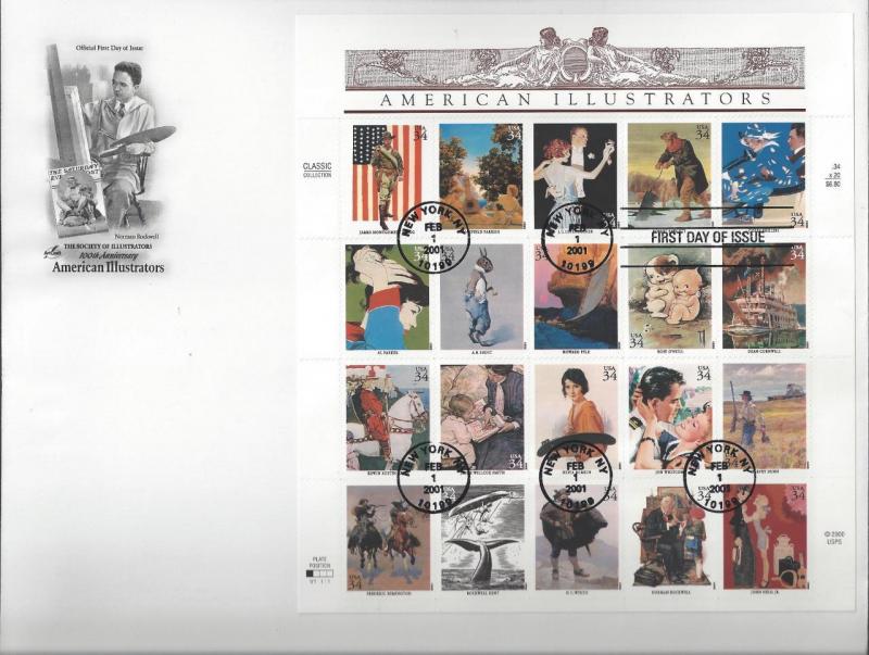 2001 USA First Day Cover With Am Illustrators - Artcraft -Sc 3502 - Rare! (CF79)