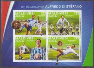 2016 Maldive Islands 6389-6392KL 90 years of Spanish footballer Alfredo de Stefa