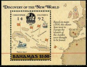 BAHAMAS Sc#644 1988 Columbus Discovery of America Souvenir Sheet OG Mint NH