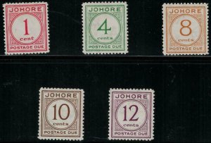 Malaya - Johore 1938 SC J1-J5 Set H/LH 