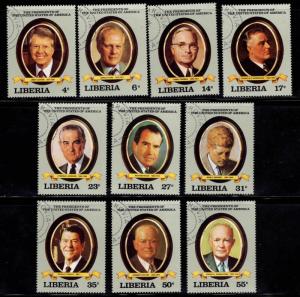 LIBERIA Scott 933-942 Used CTO  US President stamp set 1982