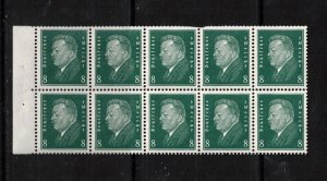 Germany Michel #58BY Very Fine Mint Booklet Pane Of Ten - Nine NH Stamps